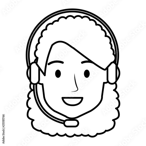 call center woman with headset character