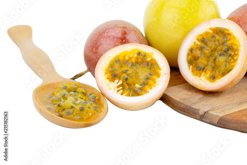 Passion fruit close up. Concept vitamin C in the fruit.