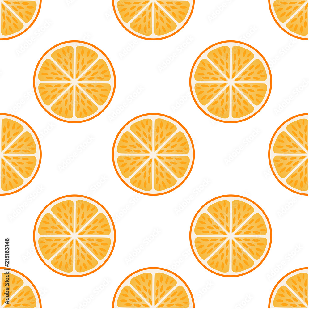 Fresh orange fruit slices on white-Orange slice fruit  pattern Citrus 