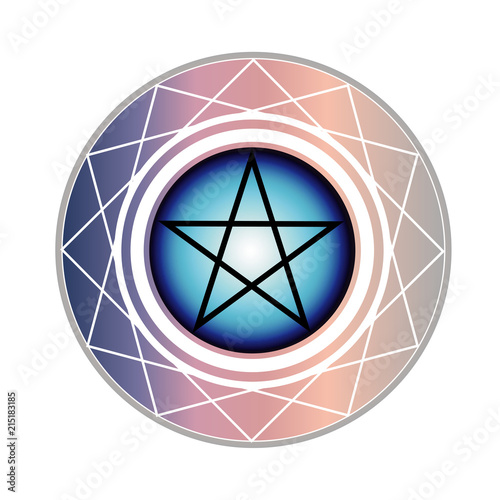 The Pentagram is a star with 5 points encased in a circle. One points upward meaning spirit. The other four points all represent an element; earth, air, fire and water.