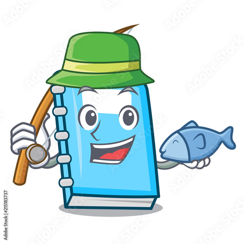 Fishing education mascot cartoon style