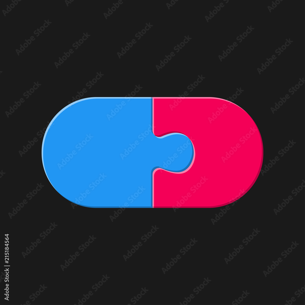 Two Piece Puzzle. 2 Step. Jigsaw. Logo. Stock Vector | Adobe Stock