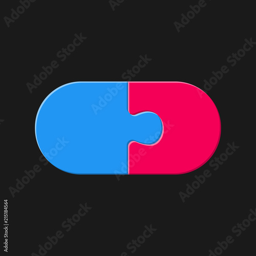 Two Piece Puzzle. 2 Step. Jigsaw. Logo.