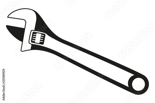 Black and white adjustable wrench silhouette