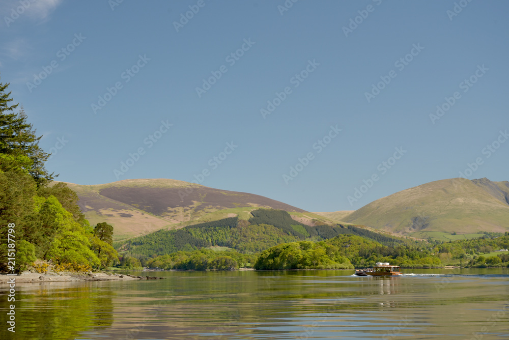 Ferry crossing Derwentwater beneath Skiddaw, Lake District Ferry crossing Derwentwater beneath Skiddaw, Lake District
