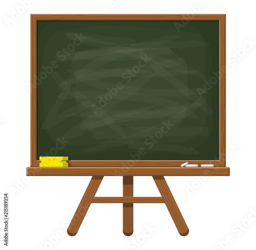 Empty green chalkboard with wooden frame.