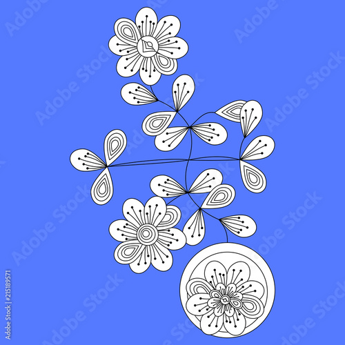 Decorative central european traditional folk floral figure in cubist style