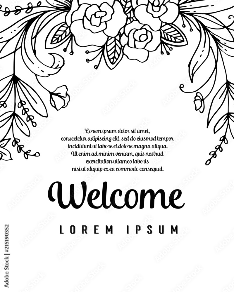 Obraz premium Hand draw welcome floral theme vector illustration