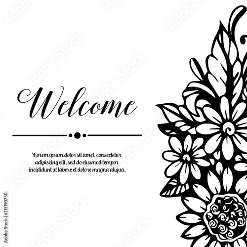Floral theme frame. Welcome lettering vector illustration