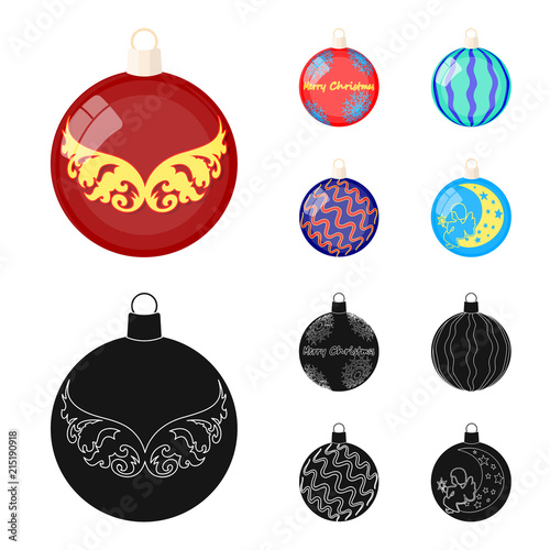 New Year Toys cartoon,black icons in set collection for design.Christmas balls for a treevector symbol stock web illustration.