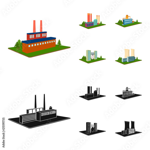 Processing factory,metallurgical plant. Factory and industry set collection icons in cartoon,black style isometric vector symbol stock illustration web.