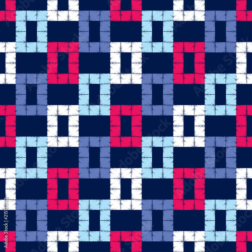 Seamless abstract geometric pattern. The pattern of pixels. Mosaic texture. Brushwork. Hand hatching. Scribble texture. Textile rapport.