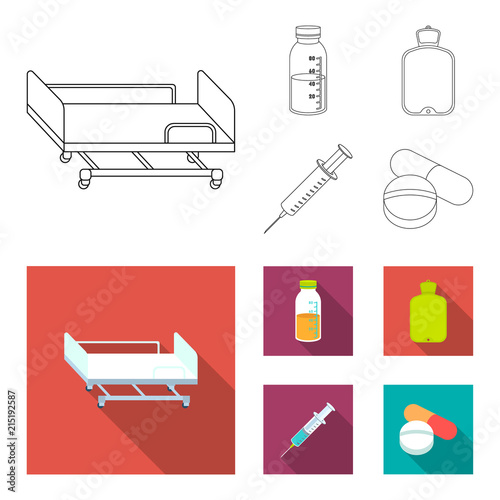 Solution, warmer, syringe, pills.Medicine set collection icons in outline,flat style vector symbol stock illustration web.