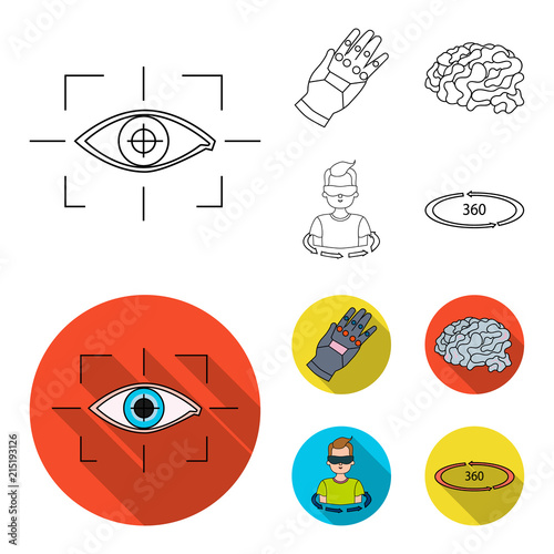 Technology, innovation, man, complemented .Virtual reality set collection icons in outline,flat style vector symbol stock illustration web.