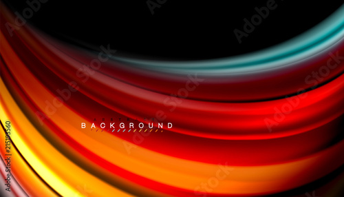 Fluid colors abstract background  twisted liquid design on black  colorful marble or plastic wave texture backdrop  multicolored template for business or technology presentation or web brochure cover