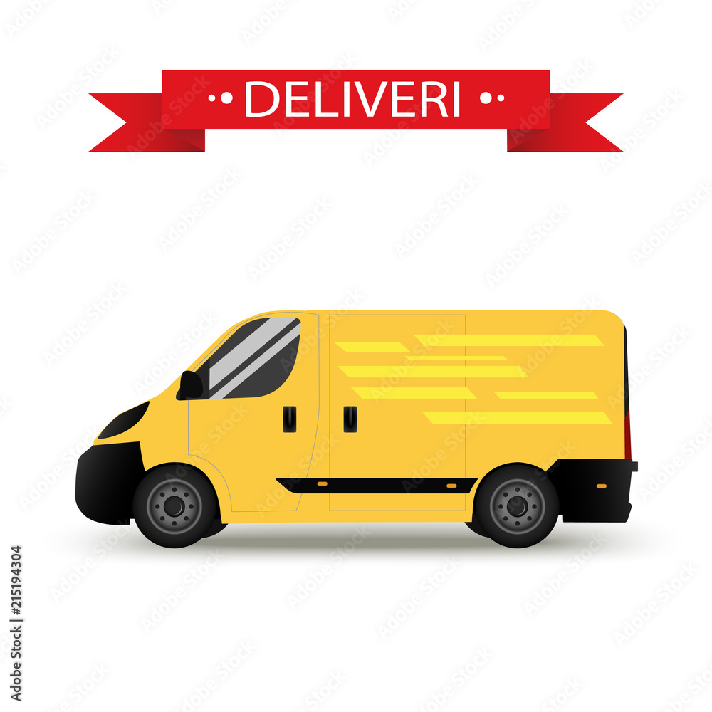 Car. Isolated on white background. Vector illustration of delivery. Flat style. Side view. Profile. Car. Isolated on white background. Vector illustration of delivery. Flat style. Side view. Profile.