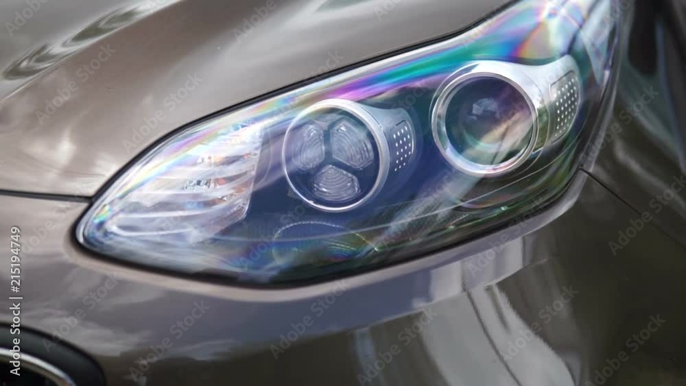 Headlights of car. Modern car elements.