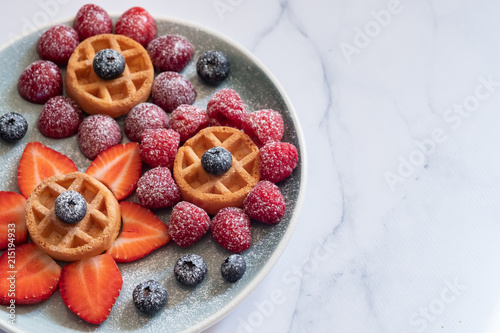 Waffle with berries for kids