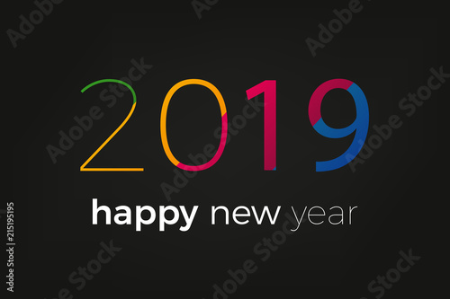 Happy new year 2019 gestreifte Zahlen