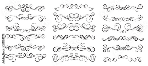 Set of vector calligraphic elements and page decorations - Illustration