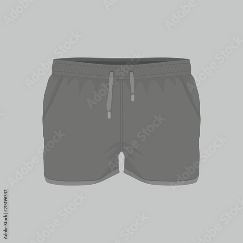 Front views of Men's black sport shorts on white background