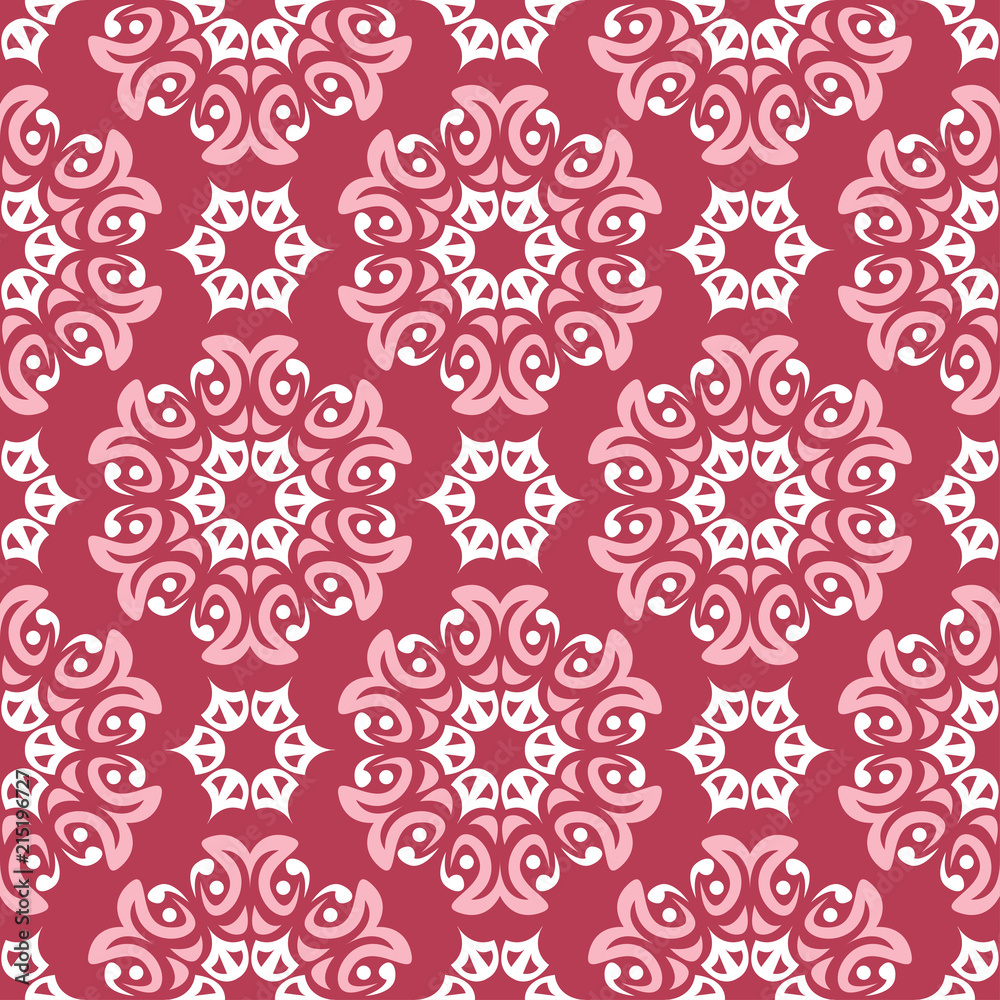 Red and beige floral seamless pattern. Pale red colored background