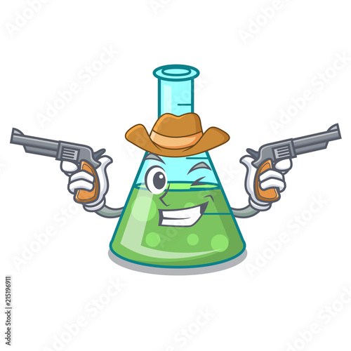 Cowboy science beaker character cartoon