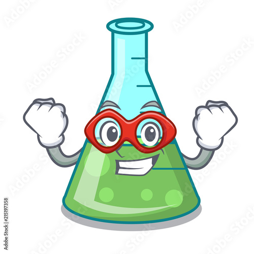 Super hero science beaker character cartoon