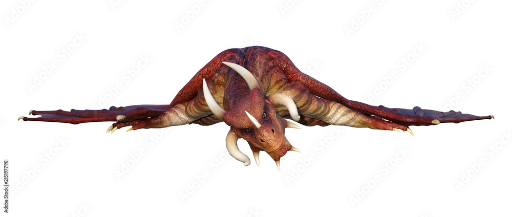 Obraz premium 3D renderowania Fantasy Dragon na białym tle