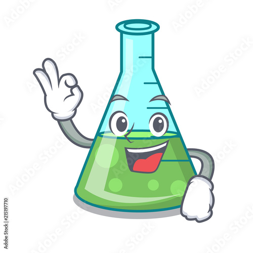 Okay science beaker character cartoon