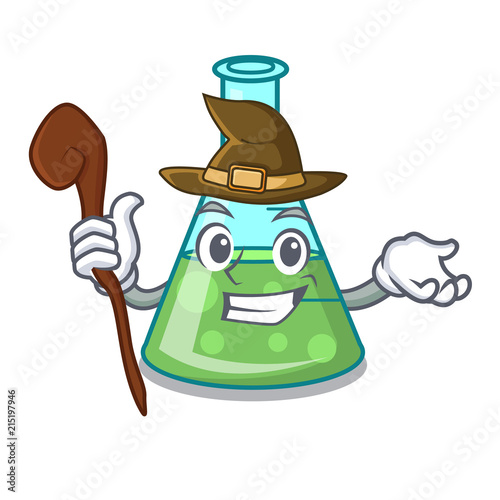 Witch science beaker mascot cartoon