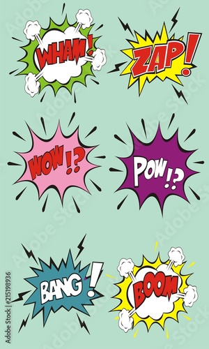 Set of cute bubble text explosion