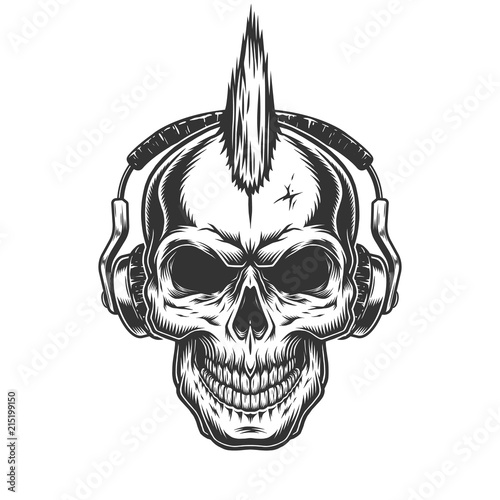 Skull with headphones