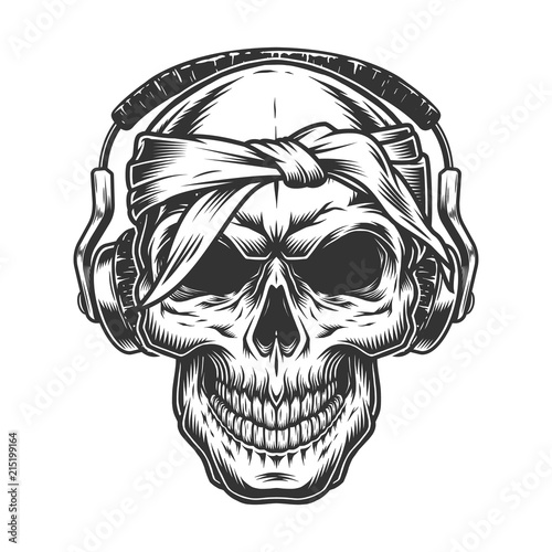 Skull with headphones