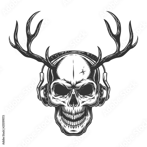 Skull with headphones