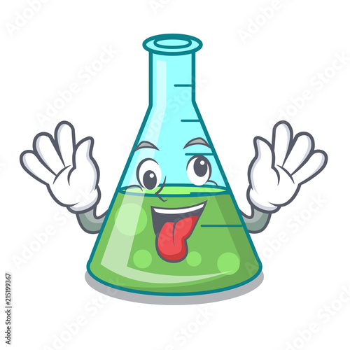 Crazy science beaker mascot cartoon