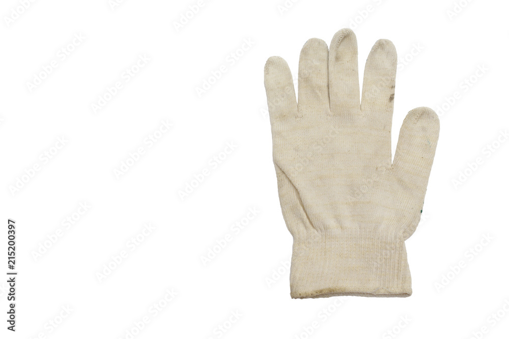 Obraz premium white glove without warming, for manual works, thin fabric of woven strings (fine yarn). isolated on white background, with clipping path