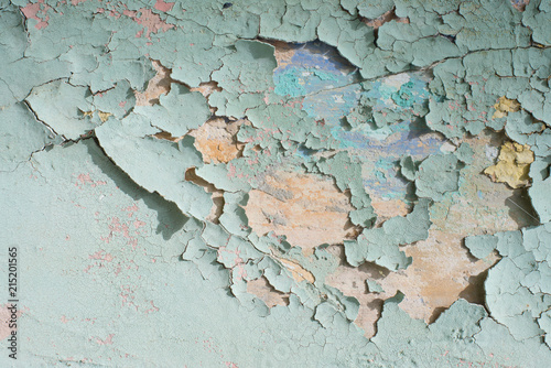 Close-up detail of cracked paint on wall.