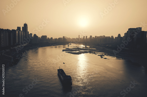 sunset silhouette in the chongqing china