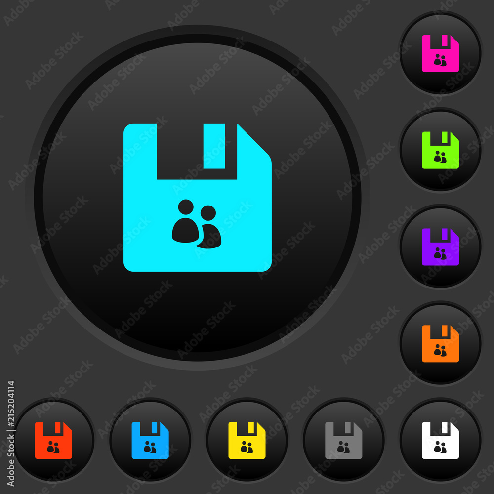 File group dark push buttons with color icons