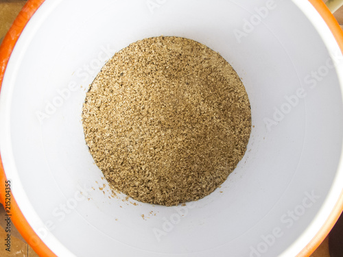 Spent Grain after mashing in a bucket from Homebrew : Craft Beer