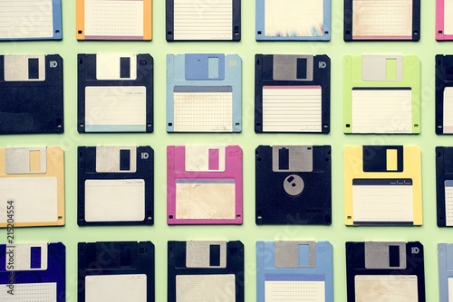 Old school floppy disk drive data storage photo