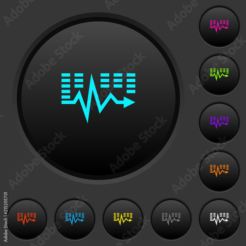 Music waves dark push buttons with color icons