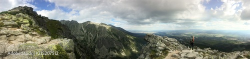 Hiking in the Tatra National Park Slovakia, Poland. Landscpes and panorama with mountain range. photo