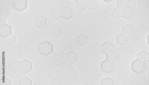 Illustration design of geometric hexagon surface. Grid pattern of waving hexagones. Pure white color.