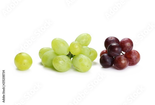 Dark and white grapes isolated on white background