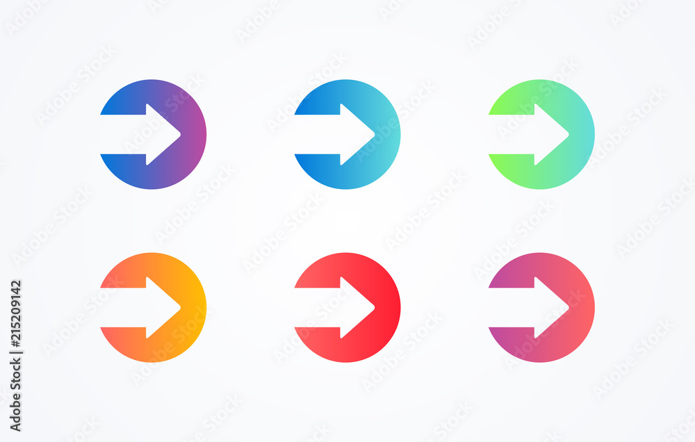 colorful play sign icon button set on white background. Flat line gradient button collection. Vector web element colorful play sign icon button set on white background. Flat line gradient button collection. Vector web element