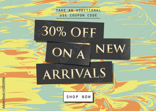 Modern promotion web banner for social media mobile apps. Elegant sale and discount promo background with abstract pattern. Email ad newsletter layout.
