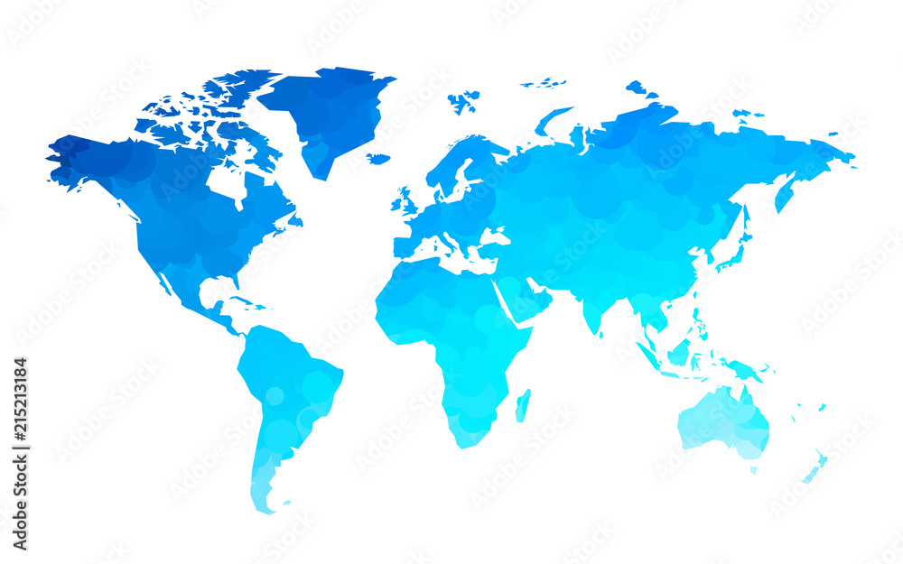 Obraz premium blue circles world map background