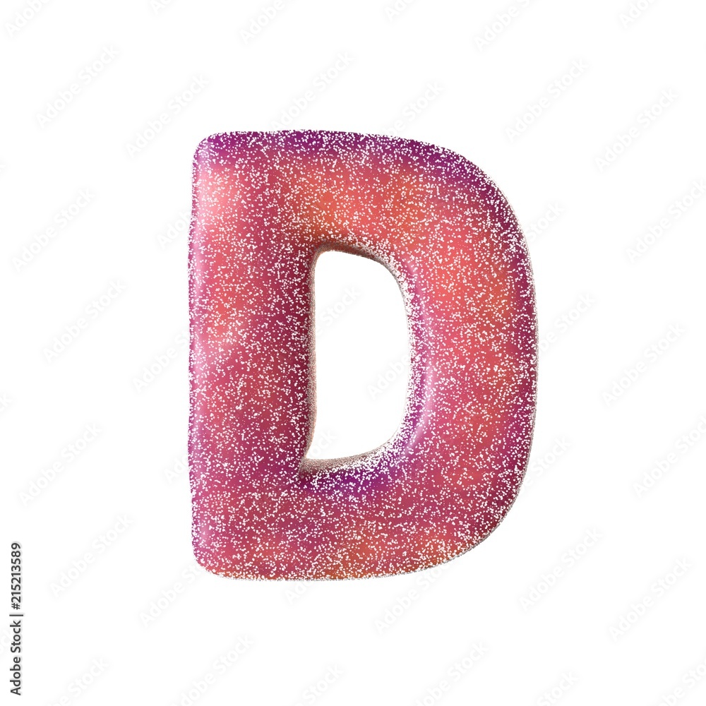 Red sour candy letter D Isolated on white background Red sour candy letter D Isolated on white background